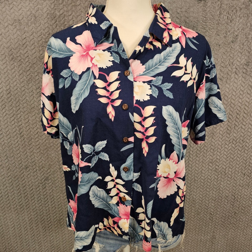 VTG 60's Ho Aloha Made in‎ Hawaii Womens 2XL Floral Rayon Button Up Aloha Shirt